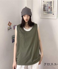 Tシャツ レディース トップス 40代 ベスト 綿 白 ニット 春夏 カットソー 新作 大きいサイズ シンプル UVカット 韓国風 30代 おしゃれ かわいい 20代 40代 * ノースリーブ