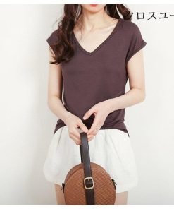 無地 サマーTシャツ サラサラ シンプル 快適 ソフト 半袖Tシャツ Vネック タンクトップ 夏 Tシャツ Tシャツ レディース ノースリーブ * ノースリーブ