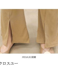 レディース 秋 春 フレアパンツ ベルボトム ラッパズボン スリット入り カジュアルパンツ リブパンツ パンタロン 長ズボン ストレッチ * スキニー、スリムパンツ