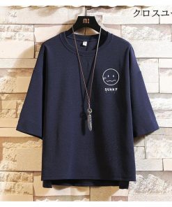 七分袖Tシャツ 丸首 ティーシャツ カジュアルTシャツ メンズ 大きいサイズ 五分袖  五分丈 半袖 夏 カットソー Tシャツ * 五分、七分袖