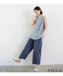 Tシャツ レディース 夏 ベスト 綿 クルーネック カットソー トップス シンプル 透けない おしゃれ コーデ UVカット きれいめ 20代 30代 40代 ゆったり * ノースリーブ