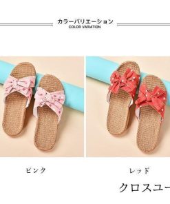 スリッパ 女児 夏 ルームシューズ 花柄 サンダル 子供 蝶結び サマーサンダル 女の子 夏スリッパ 麻繊維 親子ルック 室内靴 快適 キッズ * 子ども用スリッパ