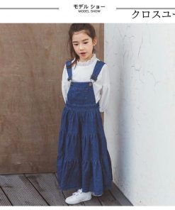 キッズ オーバーオール 夏 デニムワンピース ワンピース 子供服 ジュニア サスペンダーワンピース 子供ドレス 女の子 春 * ワンピース