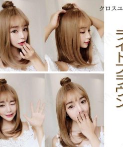 ウィッグ レディース カール ヘアネット付き かつら セミロング 自然 ストレート フルウィッグ Wig ウェーブ ミディアム * ウィッグ、エクステンション