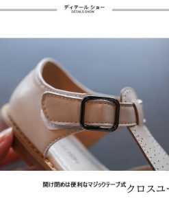 レトロ ストラップサンダル 靴 フラット底 シューズ キッズシューズ 透かし彫り 女児 前詰まり 夏 マジックテープ 女の子 サンダル ジュニア * サンダル