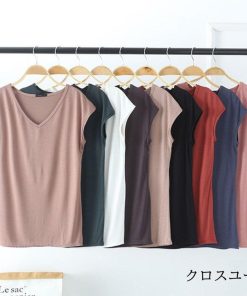 Tシャツ レディース トップス 40代 半袖 綿 白 ニット 春夏 カットソー 新作 大きいサイズ Vネック UVカット 韓国風 かわいい 40代 20代 おしゃれ 30代 * ノースリーブ