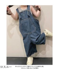 子供 女児 女の子 フロントポケット オールインワン サロペット サロペットパンツ オーバーオール デニム デニムサロペット ゆったり * オーバーオール