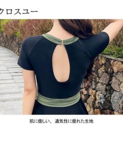 ワンピース レディース ワンピース水着 水泳服 水着ワンピース 女性 カップ付き 体型カバー 水着 半袖 スイムウェア ノンワイヤー スイミング * ワンピース