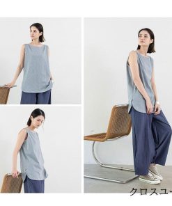 Tシャツ レディース 夏 ベスト 綿 クルーネック カットソー トップス シンプル 透けない おしゃれ コーデ UVカット きれいめ 20代 30代 40代 ゆったり * ノースリーブ